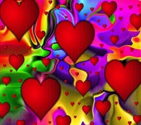 Motif abstrait vibrant de cœurs d'amour