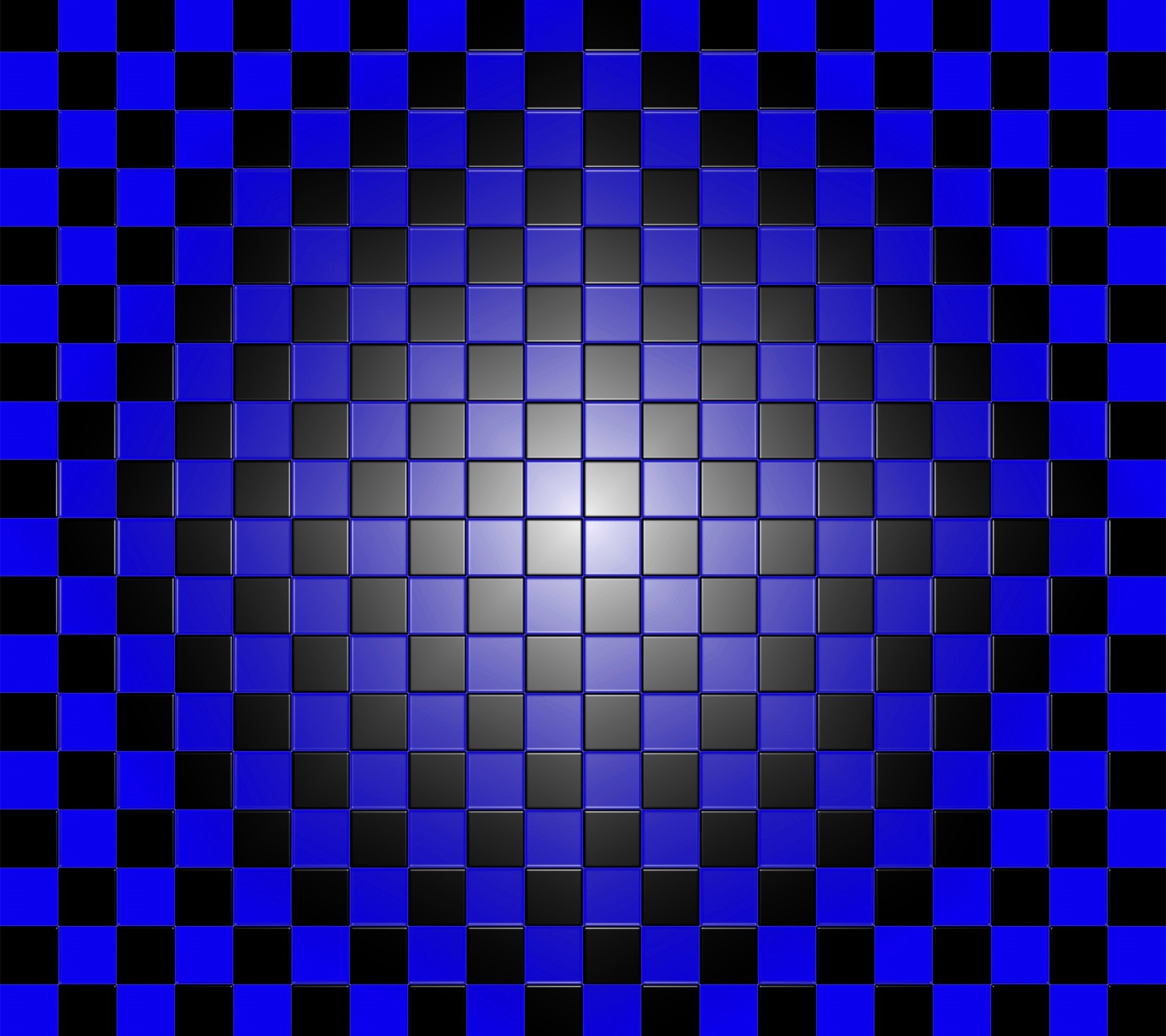 Blau-schwarzer karierten hintergrund mit einem schwarz-weißen quadratischen muster (3d, abstrakt, kiste, checker, würfel)