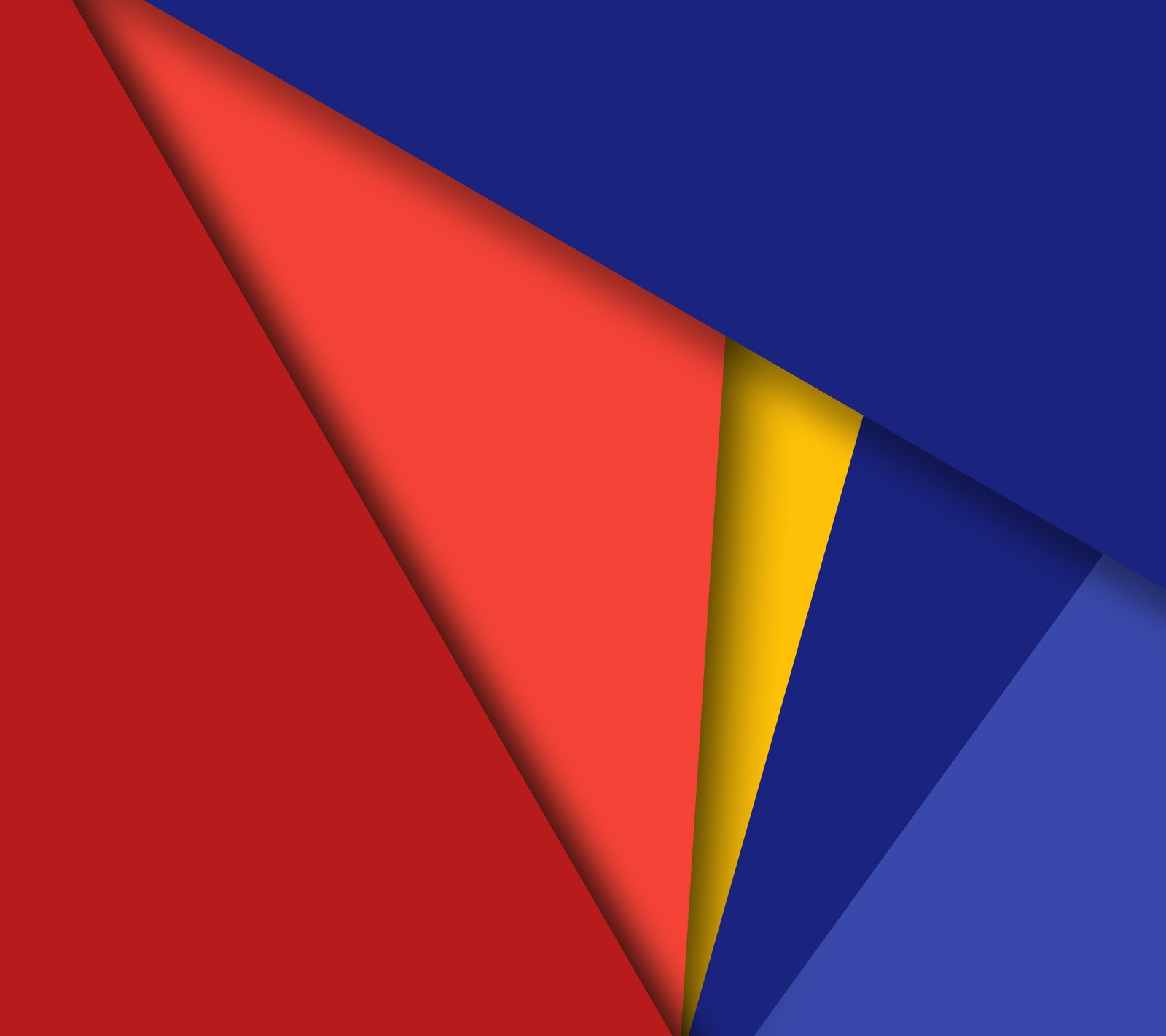 A close up of a red, blue and yellow wallpaper with a diagonal pattern (abstract, blue, material, red, shapes)