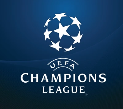 UEFA Champions League-Logo auf dunklem blauen Hintergrund