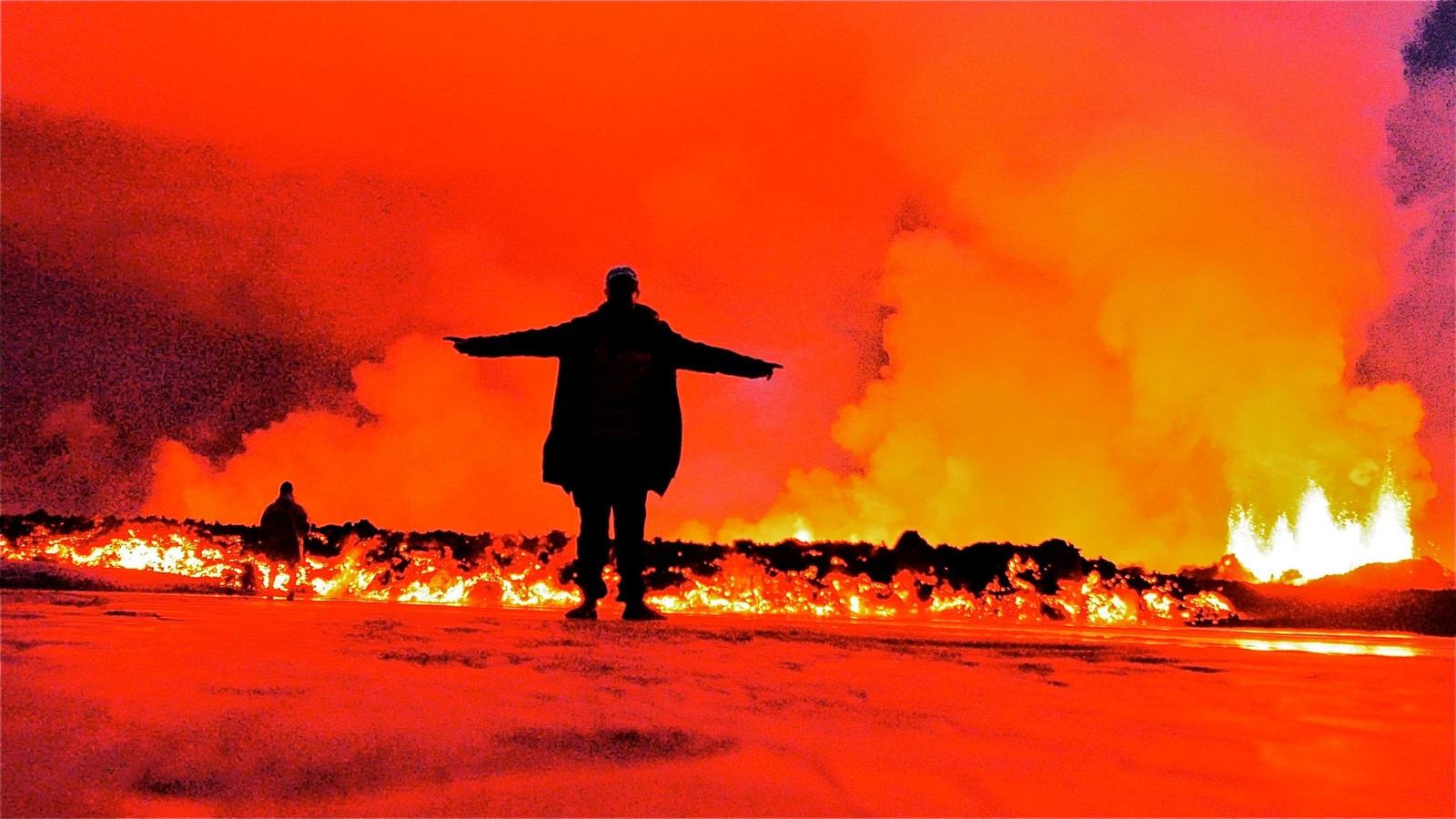 Baixar papel de parede vulcão, lava, calor, chama, fogo