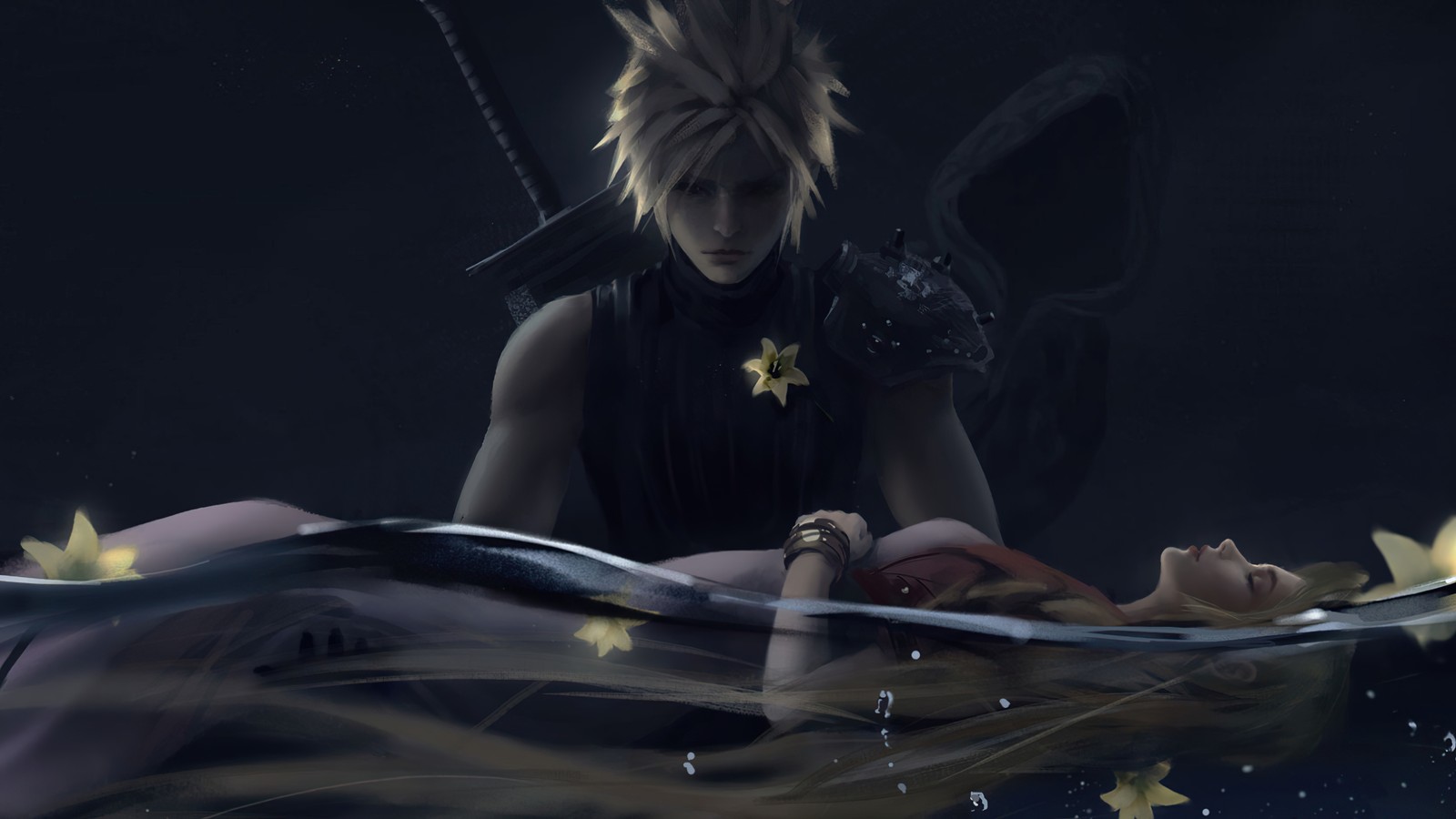 cloud strife, aerith gainsborough, final fantasy 7 remake, ff7, video game wallpaper