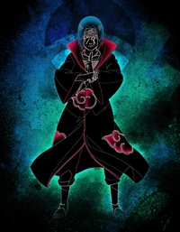 Itachi Uchiha: Arte digital em cores vibrantes