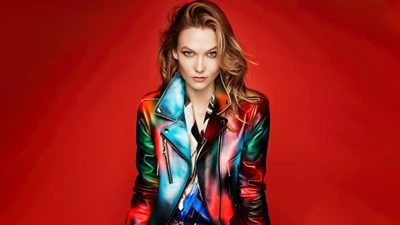 карли клосс, karlie kloss, американская модель, 5k, красный фон