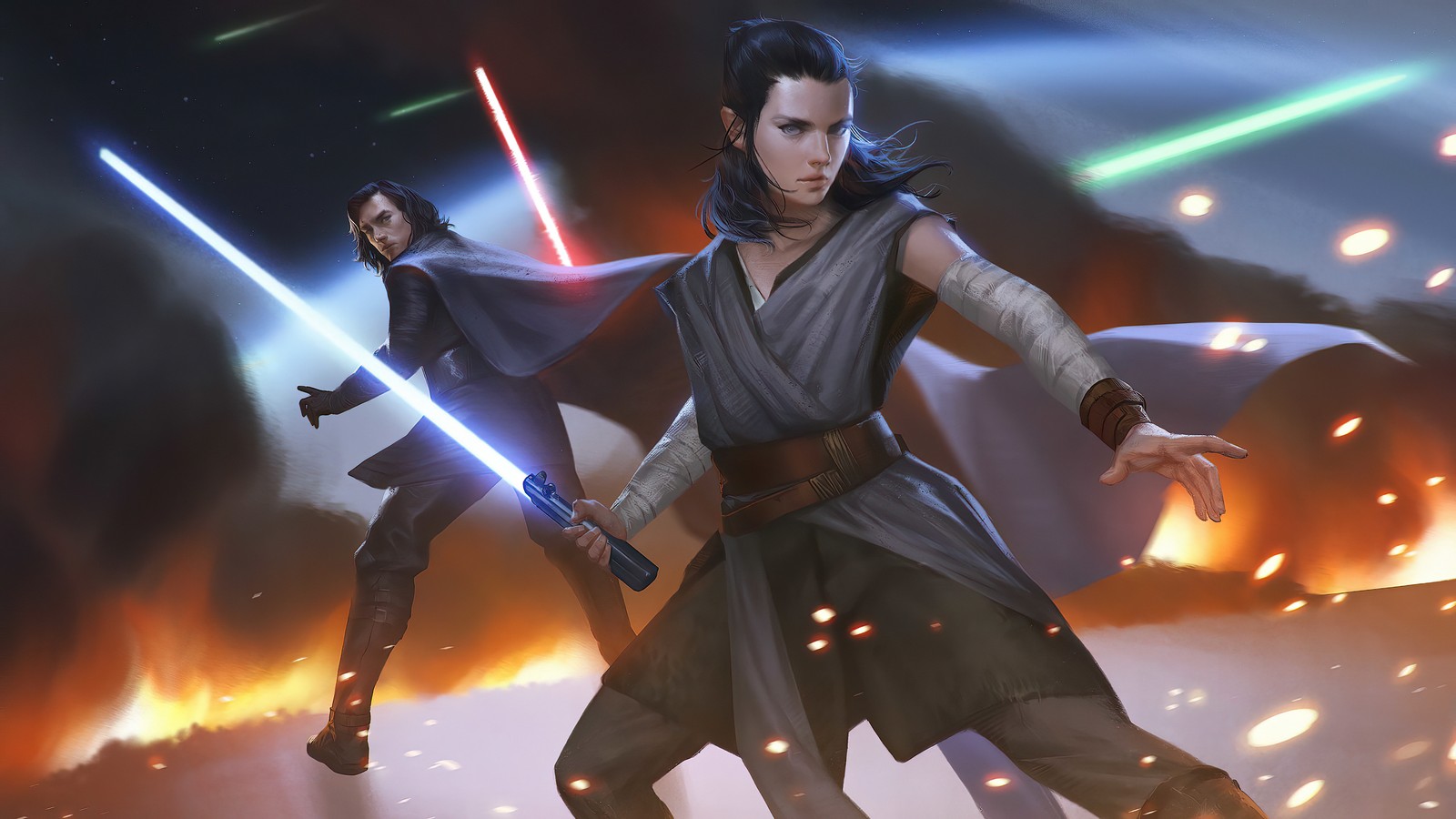 Star wars: la fuerza desatada (rey, kylo ren, sable de luz, lightsaber, star wars el ascenso de skywalker)