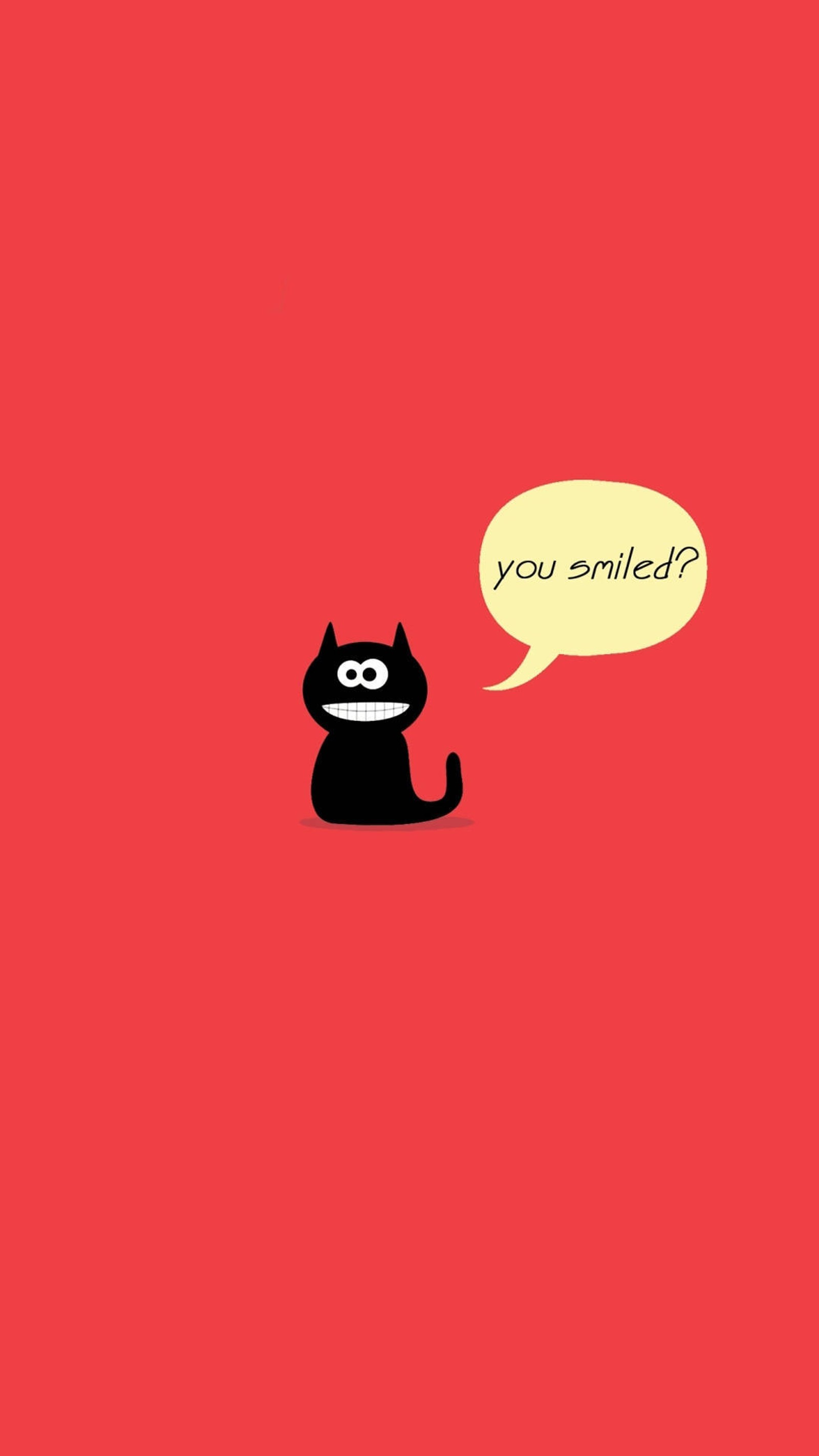 A close up of a cat with a speech bubble on a red background (ios, cartoon, red, text, cat)