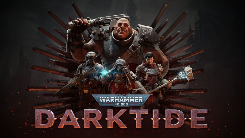 Группа людей стоит на троне с мечами (вархаммер 40к дарктайд, warhammer 40k darktide, игры 2023, компьютерные игры, xbox series x и series s)