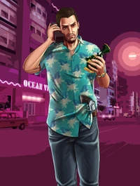 Vibrant Urban Style: A Fashionable Character in Grand Theft Auto V