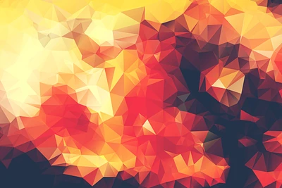 Arte abstrata low poly vibrante em tons quentes