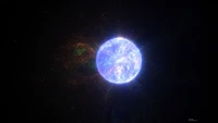 Esfera celestial brillante contra un cosmos estrellado