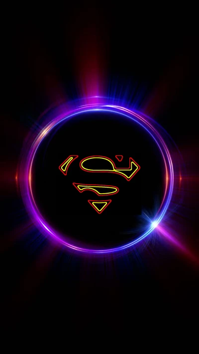 lumières, logo, néon, superman