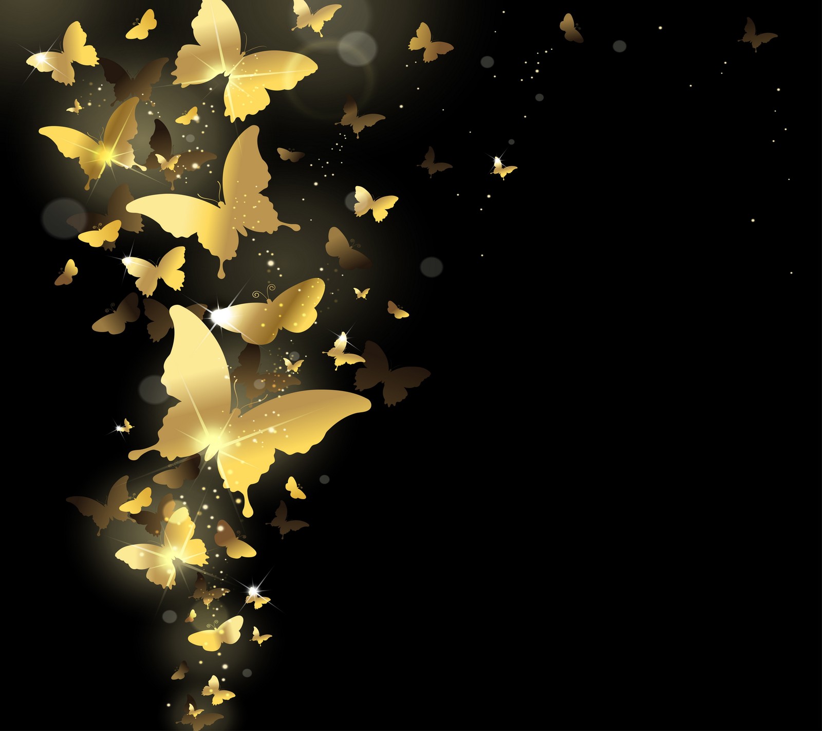 abstract, butterflies, gold, golden, vector Download Wallpaper