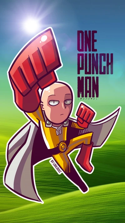 Arte de anime abstrata de One Punch Man em ação