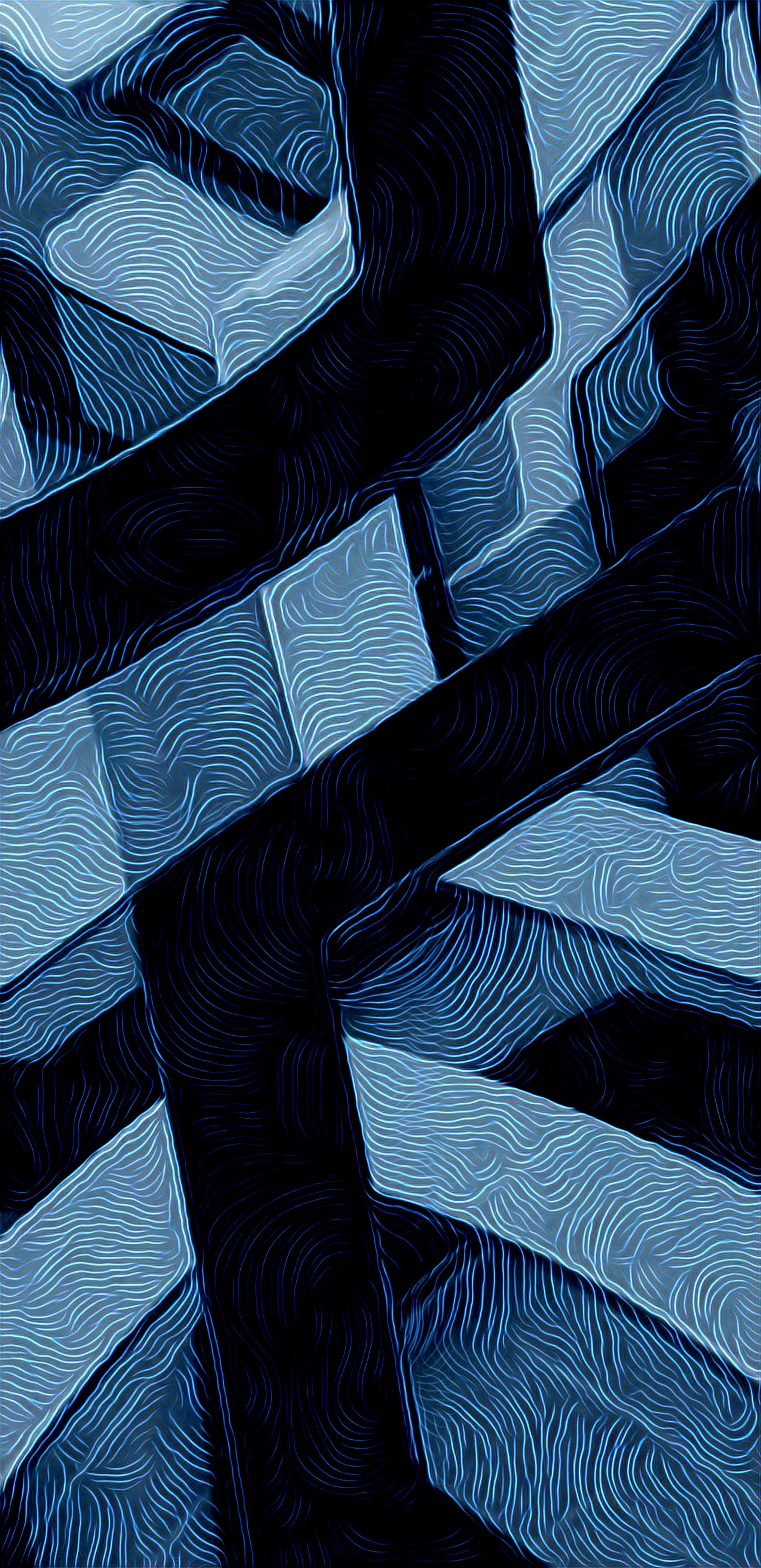 Uma pintura abstrata azul e preta de uma cruz (azul, trançado, labirinto, design)