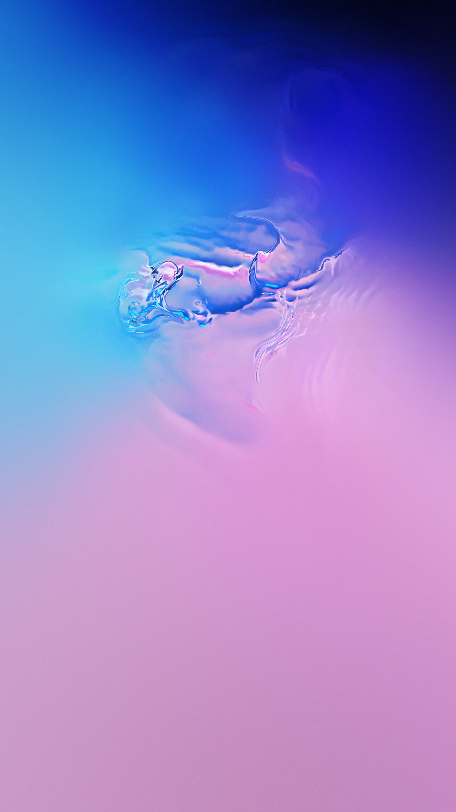 Une image d'une goutte d'eau sur un fond bleu et rose (galaxy s10, samsung galaxy, s10, galaxie, samsung)