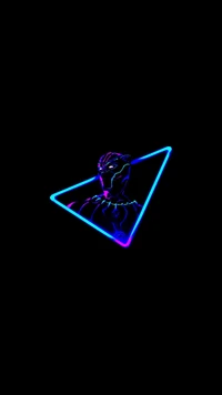 Neon Black Panther Silhouette in a Geometric Frame