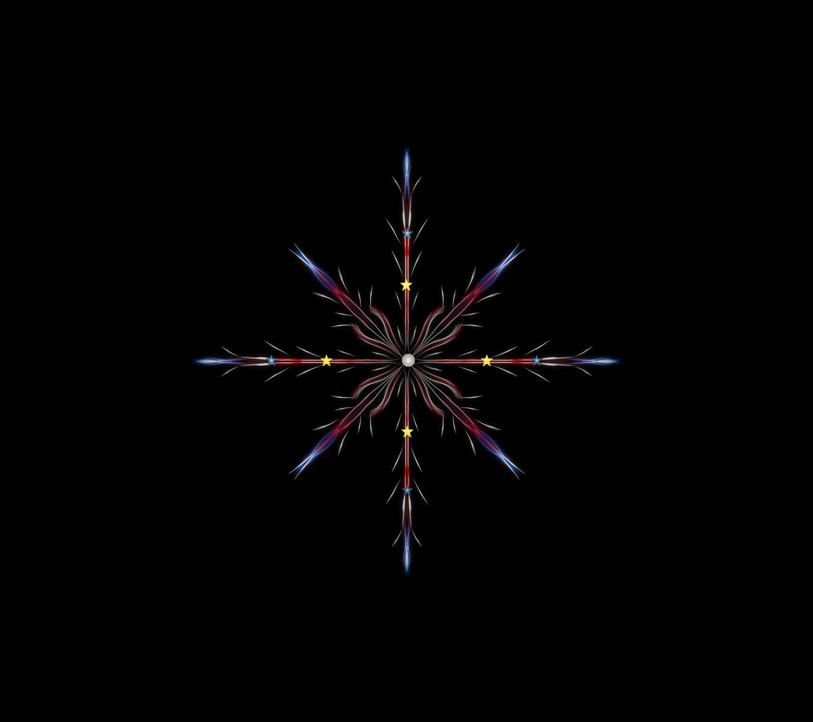 A close up of a snowflake on a black background (art, deco, design)