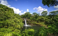 rainbow falls, erawan national park, waterfall, water resources, vegetation