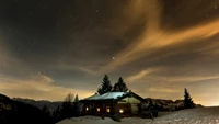 nacht, natur, winter, wolke, schnee