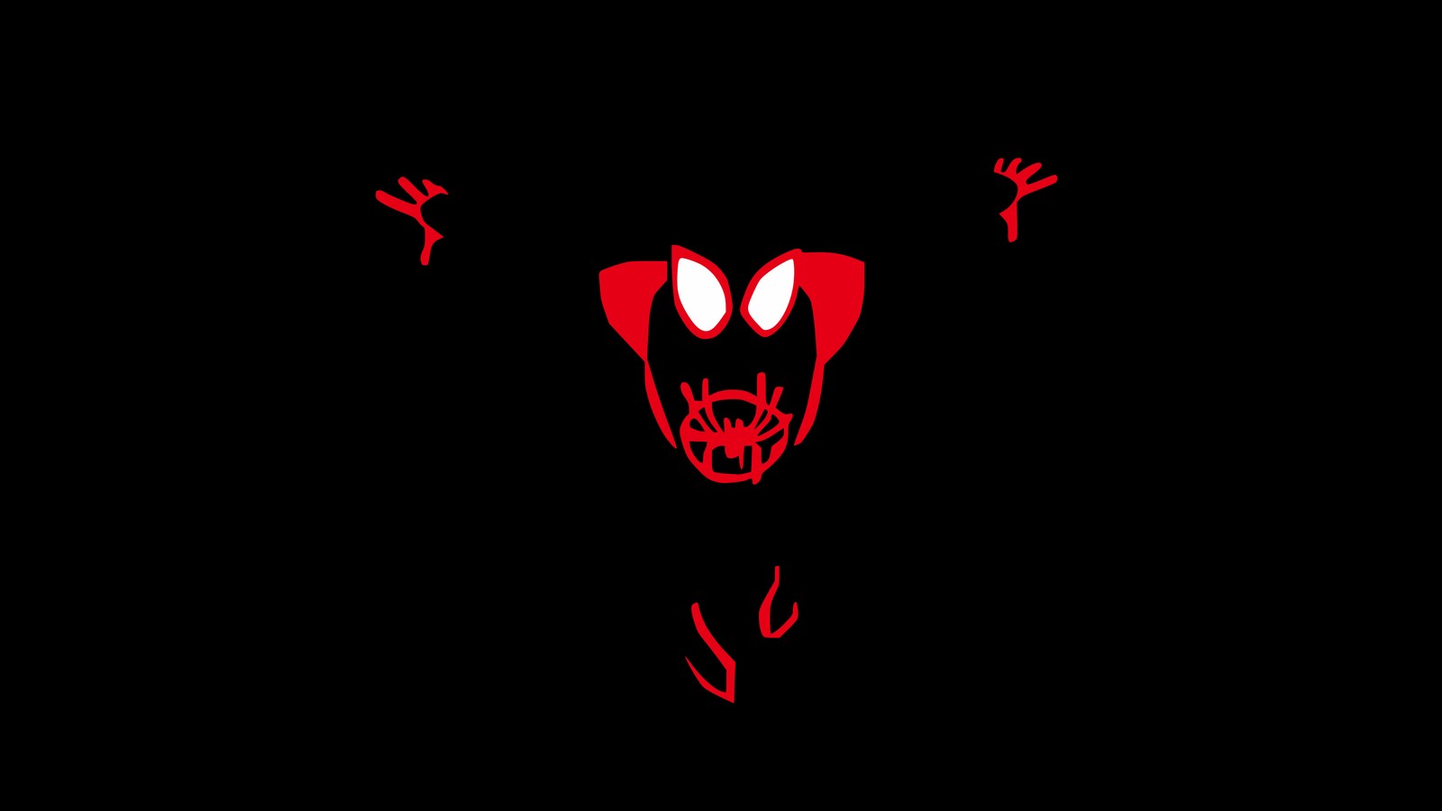 Una imagen roja y negra de la cara de un demonio (miles morales, arte minimalista, amoled, 5k, spider man)