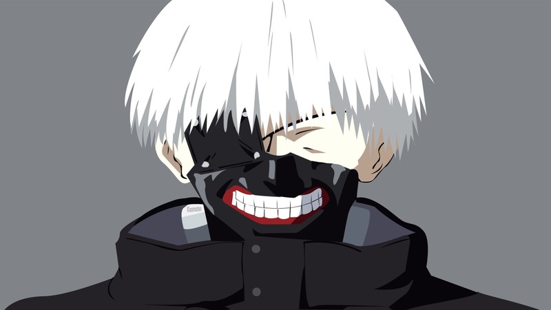 Крупным планом человек с белыми волосами и маской (токийский гуль, tokyo ghoul, аниме, anime, рот)