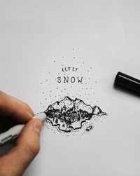 Hand-Drawn Winter Landscape Illustration: 'Let It Snow'