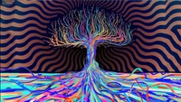 Electric Blue Tree: A Psychedelic Symphony of Symmetry and Color