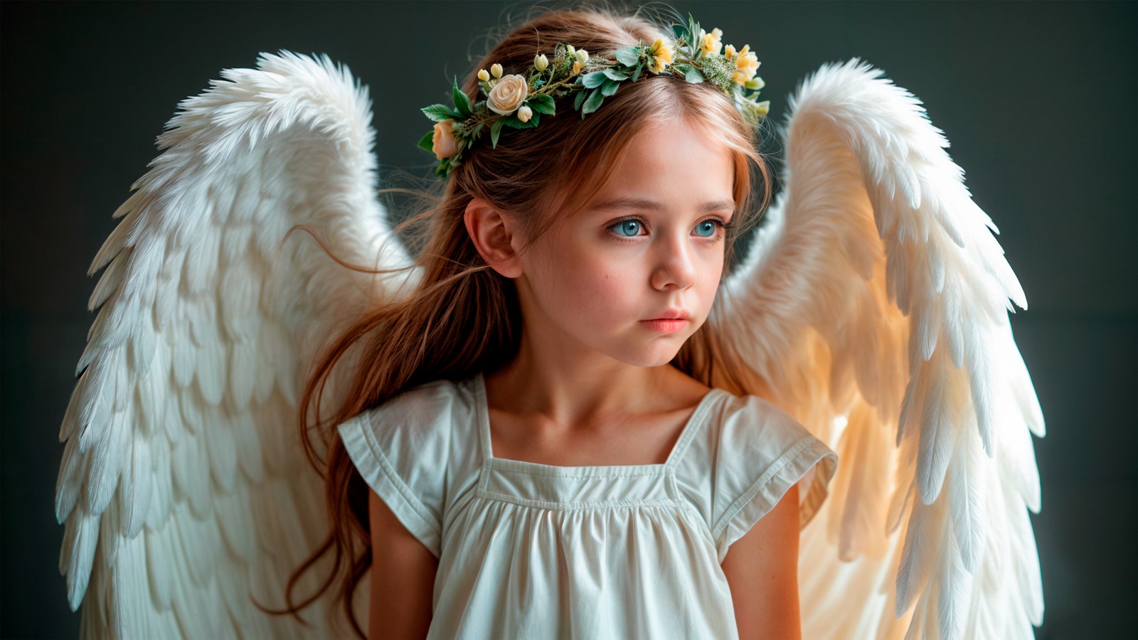 cute girl, angel wings, ai art, fairy, cute Download Wallpaper