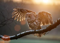 nature, branche, oiseau, chouette, oiseau de proie