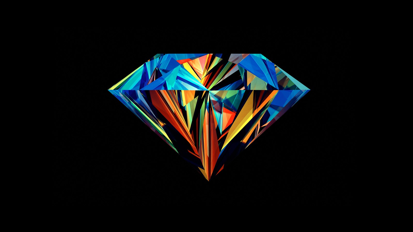 diamond, low poly, colorful, artwork, amoled wallpaper