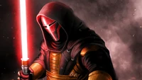 Darth Revan mit rotem Lichtschwert in Star Wars: Knights of the Old Republic