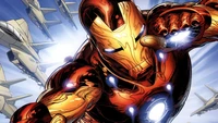 Iron Man Soars Amidst Jet Fighters in Epic Comic Art