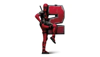 Figurine de Deadpool s'appuyant sur un fond audacieux "2