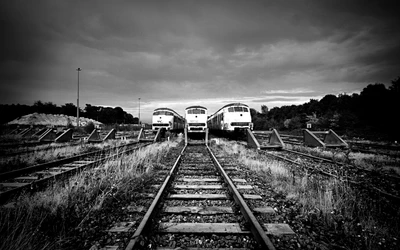 train, rail transport, train station, black, clouds