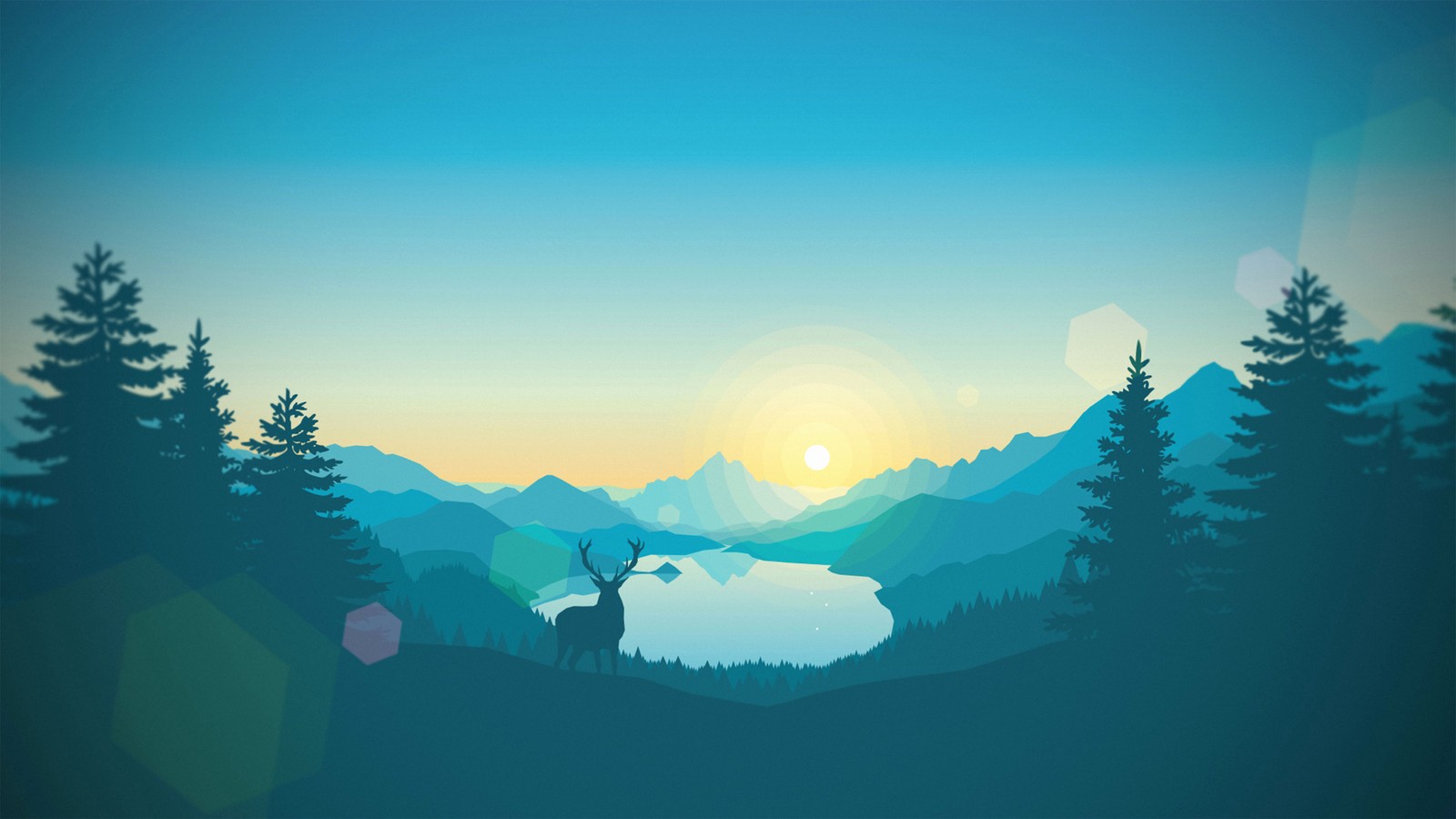 A deer standing in the middle of a forest with mountains in the background (4k, animal, blue, hirsch, mountain)