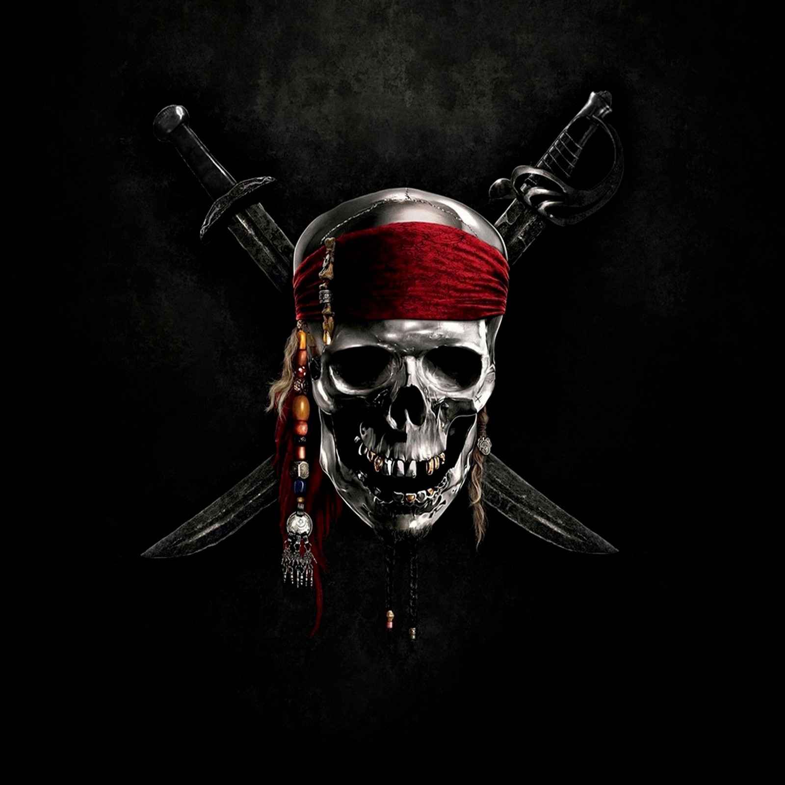 Pirates skull with two swords and a red bandana (calabera, pirata)