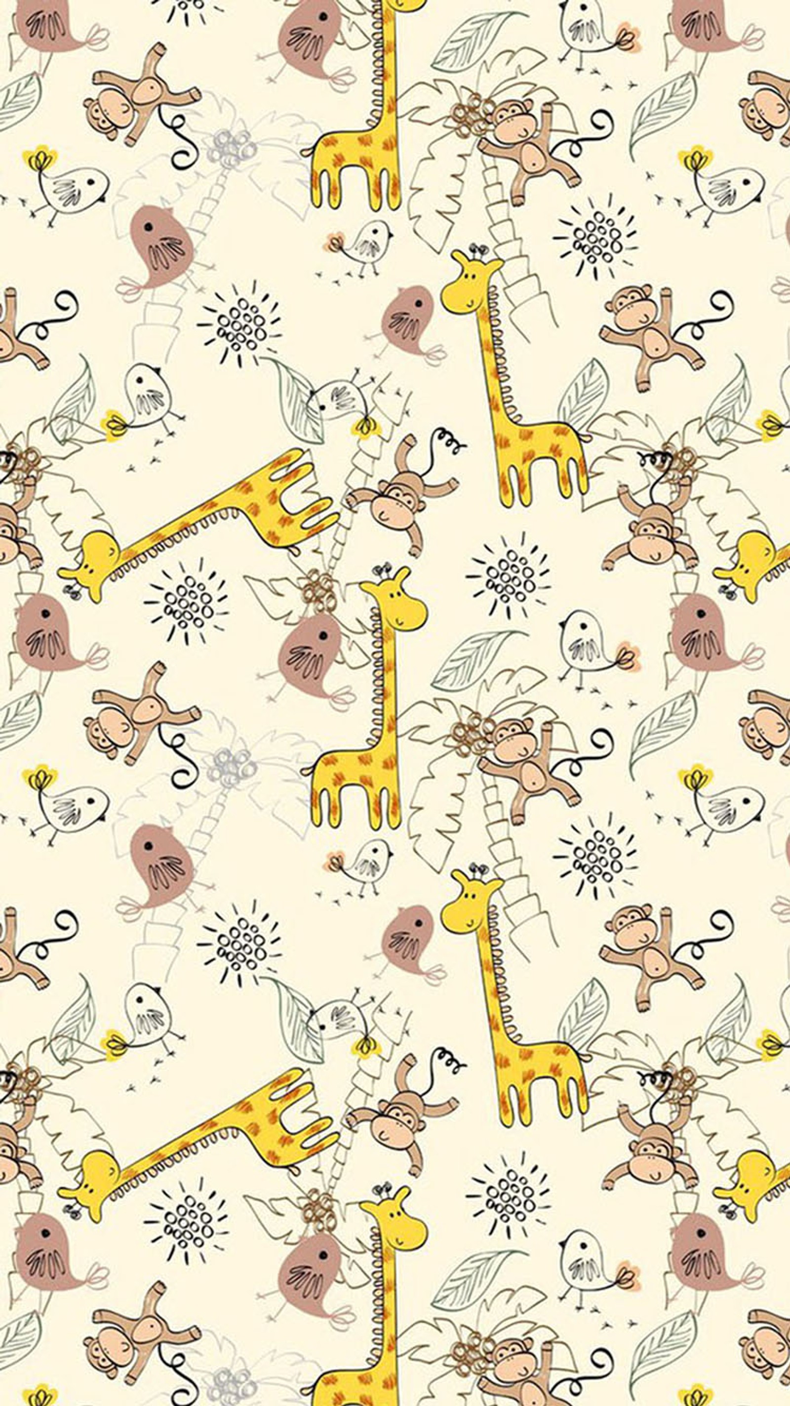 A close up of a pattern of giraffes and other animals (animal, pattern)