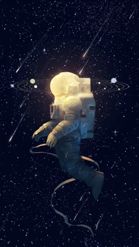 astronaute, planète, espace, étoile, univers