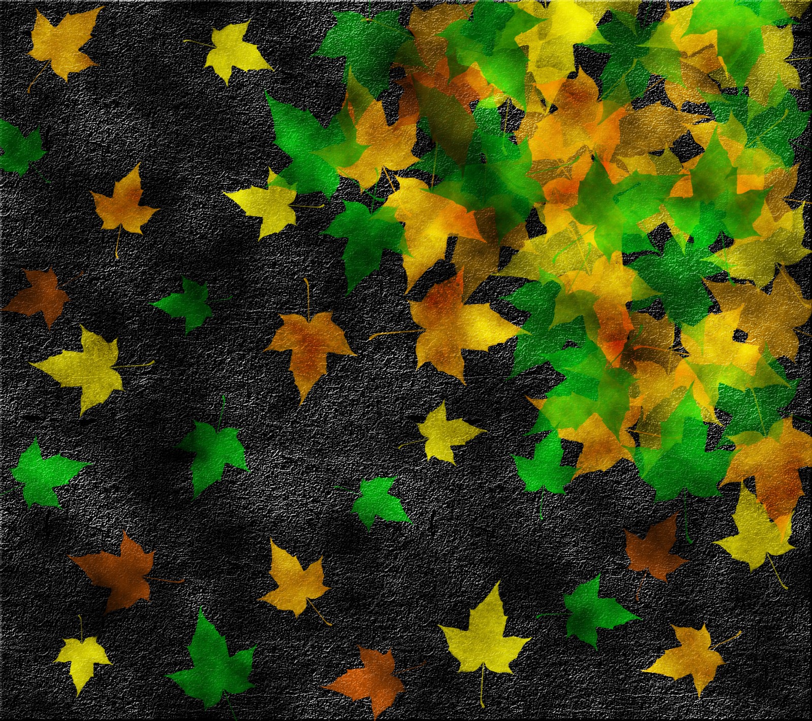 A close up of a bunch of leaves on a black surface (cool view, falling leaves, grunge texture, lovely lighting, s4)