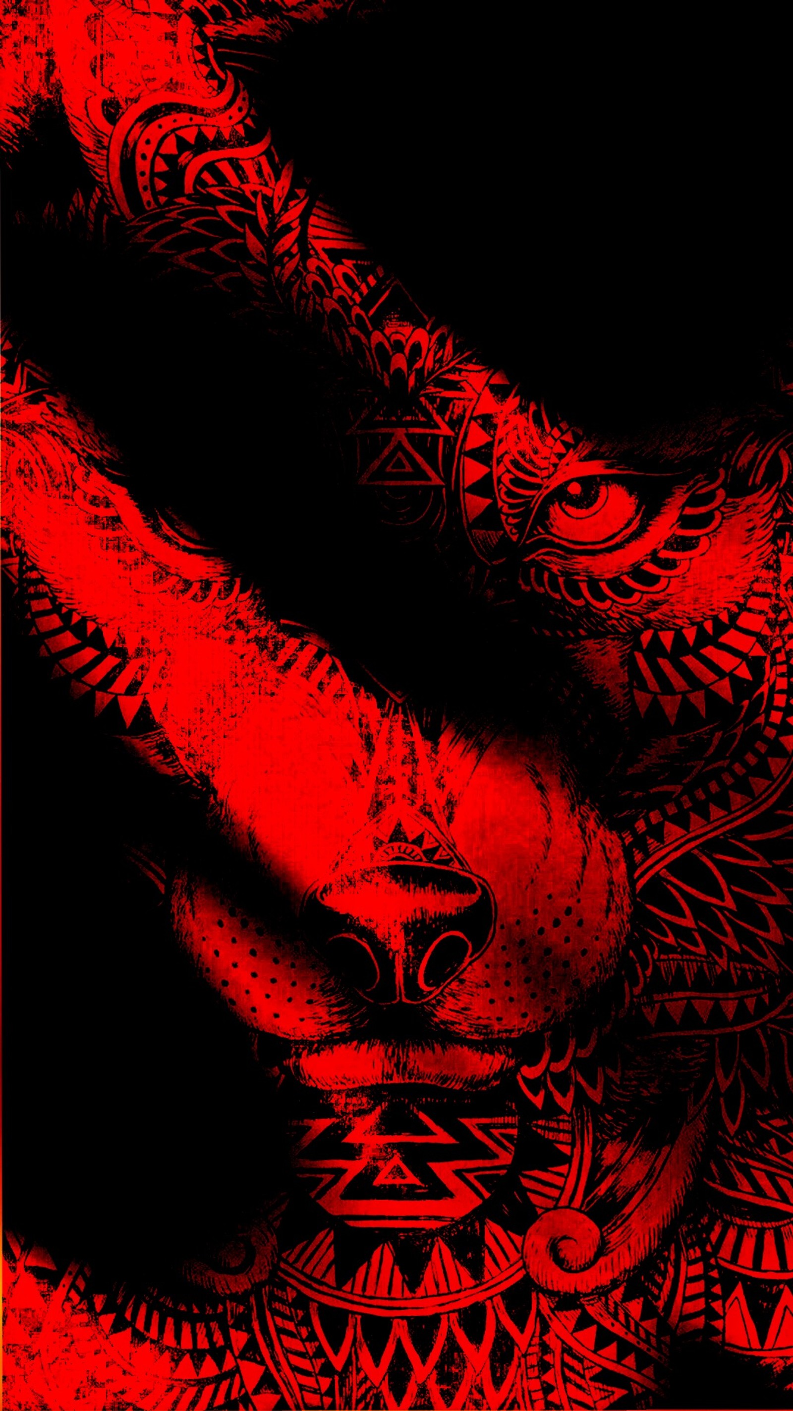 Hay una imagen roja y negra de una serpiente con un fondo rojo (abstracto, animal, poder, rojo)