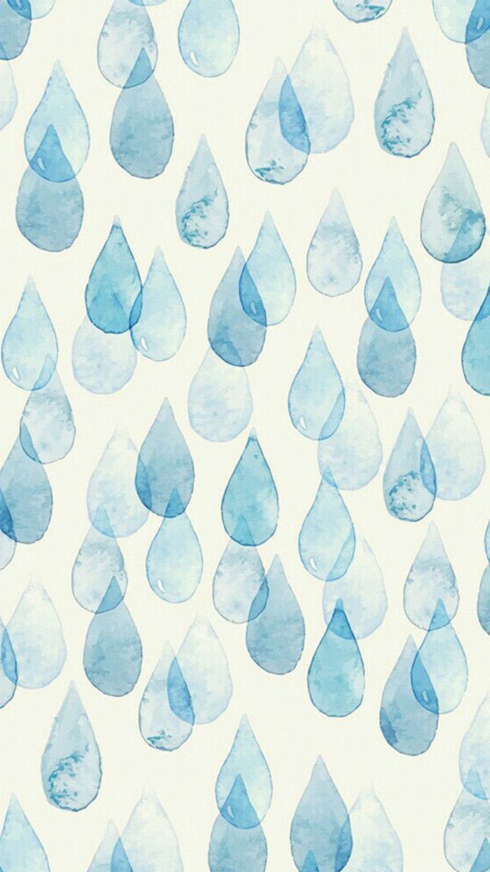 A close up of a watercolor painting of raindrops on a white background (drops, water)