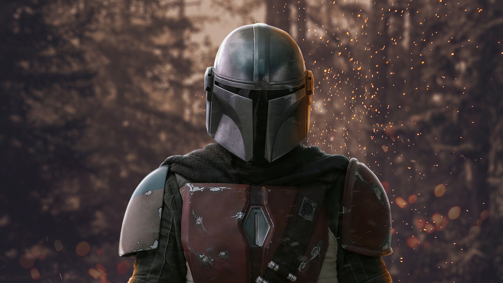 A close up of a person in a helmet and armor (disnep, mandalorian, star wars, yoda)