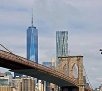 brooklyn bridge, freedom tower, new york city, ny, wtc