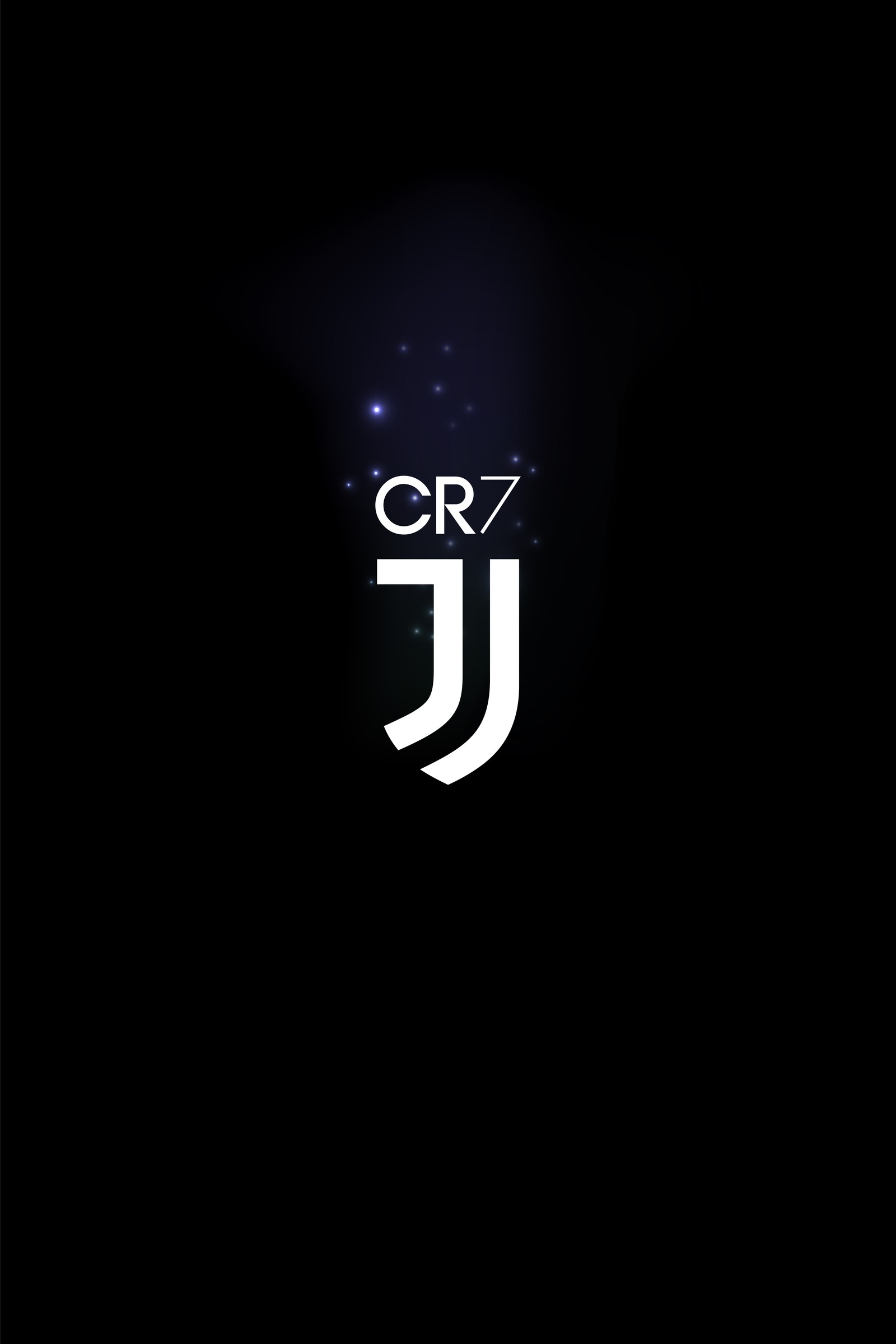 Ein schwarzer hintergrund mit einem weißen logo und einem blauen stern (cr7, cristiano, ronaldo, 4k, juventus)