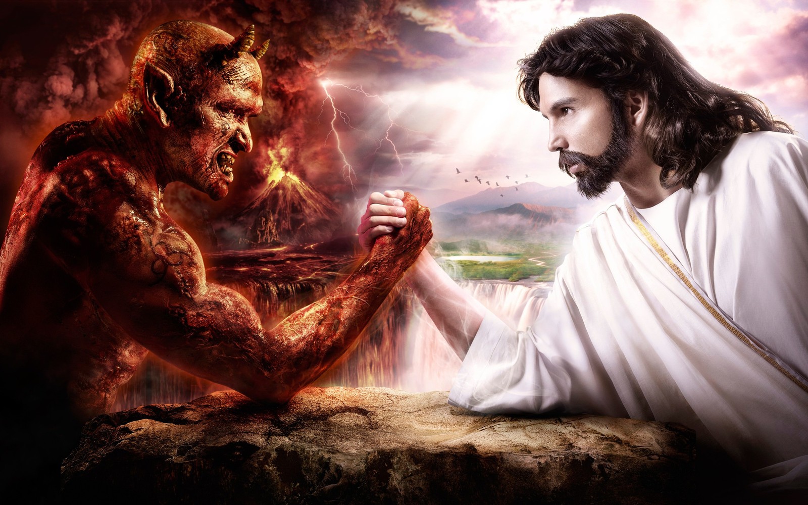 Jesus e o diabo (humano, mitologia, mal, cristianismo, diabo)