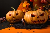 Festively Carved Pumpkins for Halloween Celebration