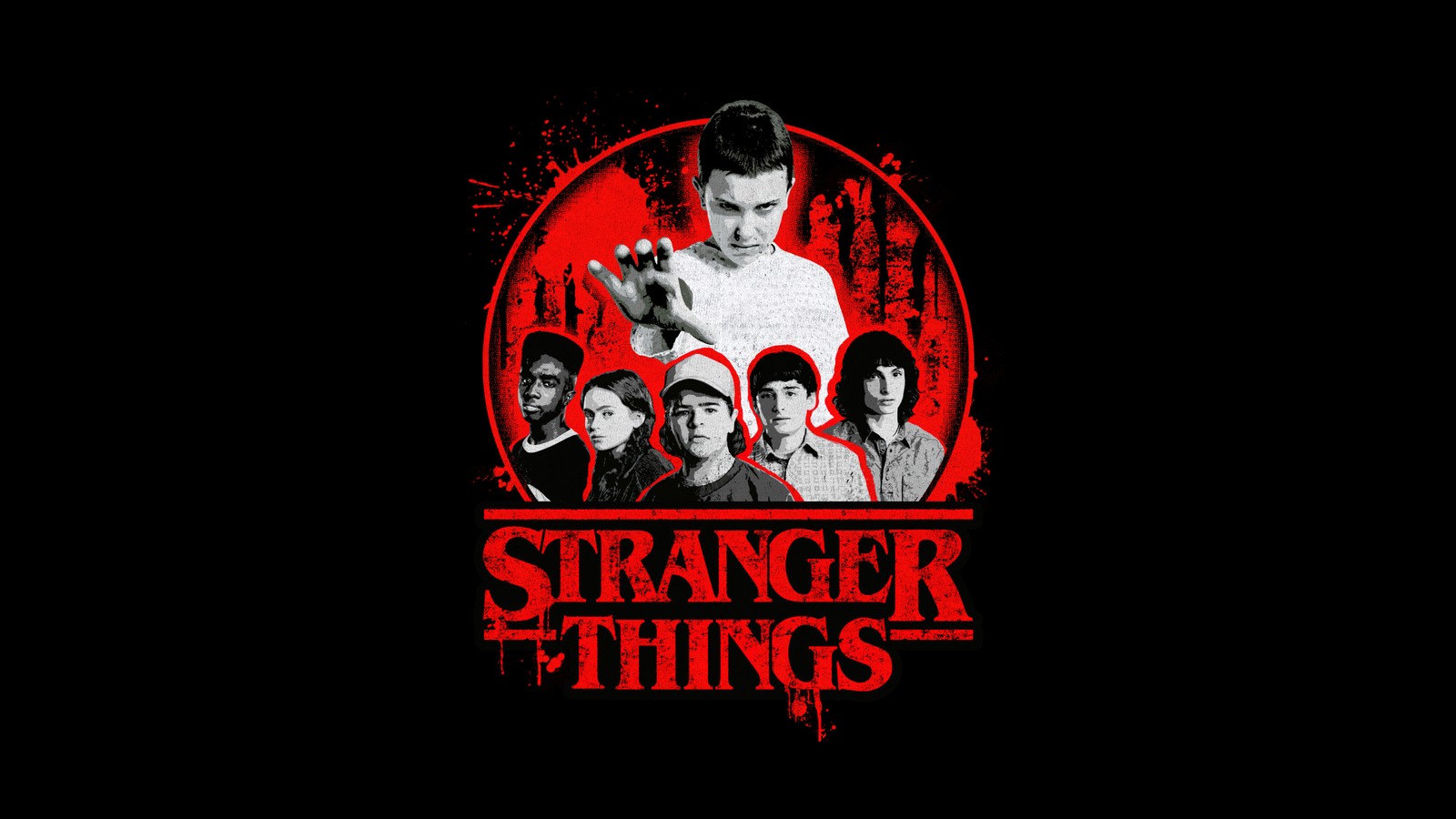 stranger things, amoled, poster, 5k, black background wallpaper