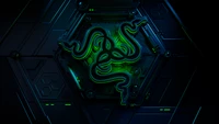 Coffre Razer Vert Néon : Design 3D Abstrait de Science-Fiction