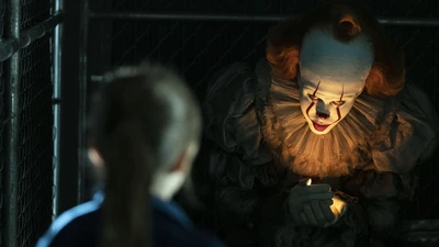 Pennywise o palhaço ameaçadoramente trazido à vida em "It Capítulo Dois