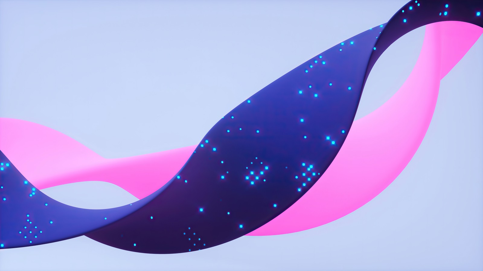 There is a picture of a curved object with blue and pink colors (abstract, colorful, opera, digital art)